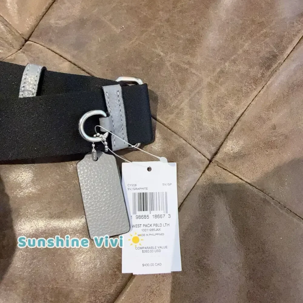 NWT Coach Men's West Pack In Refined pebble leather CY206 /GRAPHITE